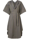 TOME TOME STRIPED BELTED DRESS - GREEN