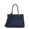 TORY BURCH FLEMING SMALL NAVY LEATHER TOTE