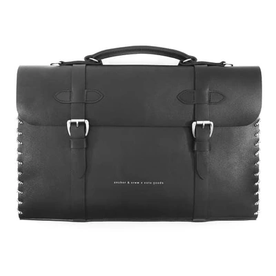 Anchor & Crew Graphite Black Rufford Leather & Rope Briefcase Large