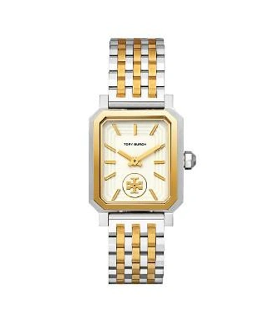 Tory Burch Robinson Watch, Two-tone Gold/stainless Steel/cream, 27 X 29 Mm