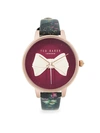 TED BAKER FLORAL LEATHER-STRAP WATCH,0400099301777