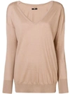 MAX & MOI MAX & MOI CASHMERE V-NECK SWEATER - BROWN