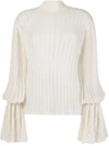 MICHEL KLEIN MICHEL KLEIN PLEATED KNIT JUMPER - WHITE