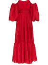 JOHANNA ORTIZ JOHANNA ORTIZ SEÑORA MARIA ROSA RED SILK-BLEND DRESS