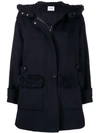 MAX & MOI MAX & MOI SHEARLING HOOD COAT - BLUE