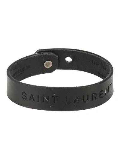 Saint Laurent Leather Bracelet In Black