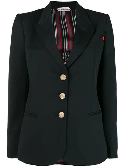 Giacobino Fitted Peaked Lapel Jacket In Black