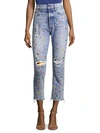 ALICE AND OLIVIA Amazing High-Rise Distressed Grommet Jeans