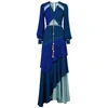 PETER PILOTTO COLOUR-BLOCK TIERED SILK GOWN