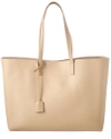 Saint Laurent East West Calfskin Shopping Tote Bag In Nude