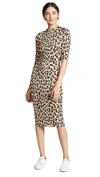 Alice And Olivia Delora Fitted Leopard Mock-neck Dress In Textured/leopard