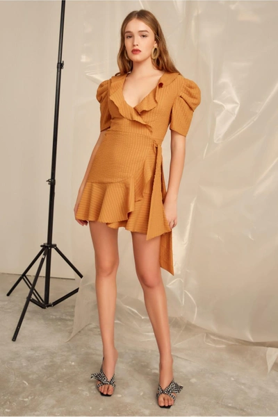 C/meo Collective Advance Short Sleeve Dress In Mustard
