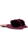 AQUAZZURA POWDER PUFF SUEDE SLIPPERS,P00343937