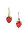 ANNETTE FERDINANDSEN WOMEN'S RED CORAL & 18K YELLOW GOLD STRAWBERRY POST EARRINGS,0400099277249