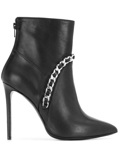 Marc Ellis Leather Ankle Boots With Metal Chain In Black