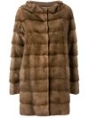 LISKA hooded mink fur coat