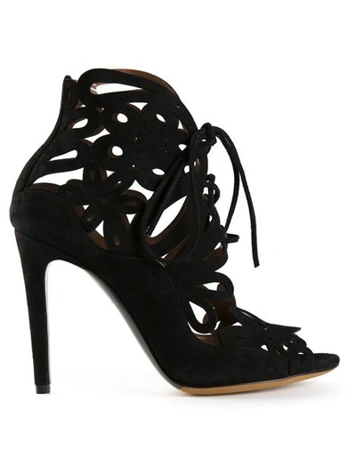 Tabitha Simmons Nina' Perforated Suede Bootie Sandals In Black