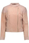 J BRAND J BRAND WOMAN CARDIFF QUILTED LEATHER-PANELED SUEDE JACKET BLUSH,3074457345617970980