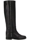Via Roma 15 Studded Riding Boots - Black In Black