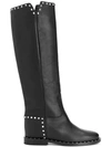Via Roma 15 Studded Riding Boots - Black In Black