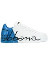 Dolce & Gabbana Men's Portofino Two-tone Leather Sneakers In White