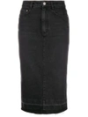 GIVENCHY RAW HEM DENIM PENCIL SKIRT