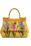 DOLCE & GABBANA SICILY SMALL EMBELLISHED PRINTED TEXTURED-LEATHER TOTE