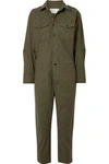 CURRENT ELLIOTT THE CREW COVERALL POLKA-DOT COTTON-BLEND JUMPSUIT