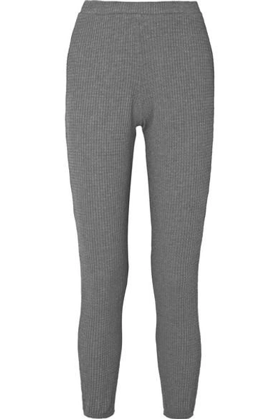 Eberjey Ula Waffle-knit Stretch-modal Jersey Leggings In Grey