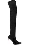MATTEO MARS STOCKING ALA SUEDE AND PATENT-LEATHER OVER-THE-KNEE BOOTS