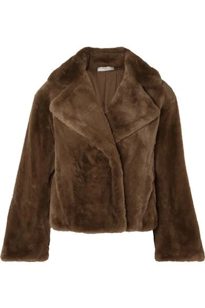 Vince Oversized Faux-fur Jacket In Brown