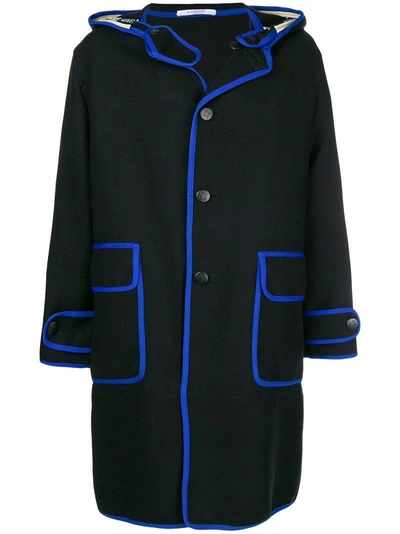 Givenchy Contrast Trim Parka Coat In Black