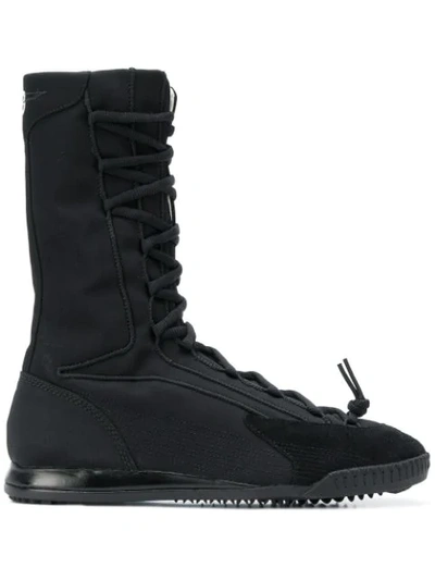 Y-3 Mid-calf Lace-up Boots In Black