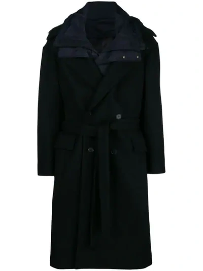 Juunj Oversized Coat With Detachable Liner In Black