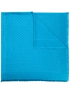 GUCCI GUCCI GG PATTERN FRAYED SCARF - BLUE