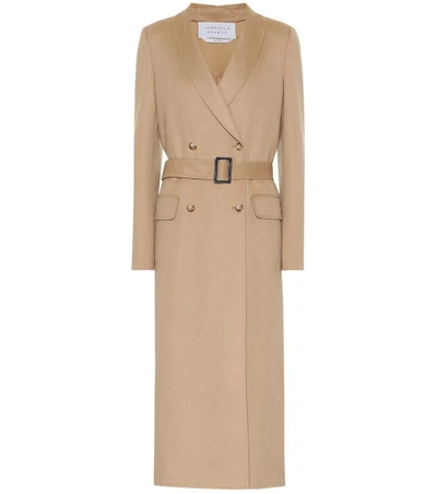 Gabriela Hearst Joaquin Double-breasted Belted Pleated Back Cashmere Coat In Beige