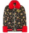 GUCCI BOMBER JACKET WITH FAUX FUR TRIM,P00336063