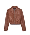 VEDA Brown Saddle Jack Leather Jacket,210000036423