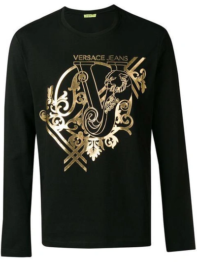 Versace Jeans Baroque Print T-shirt In Black
