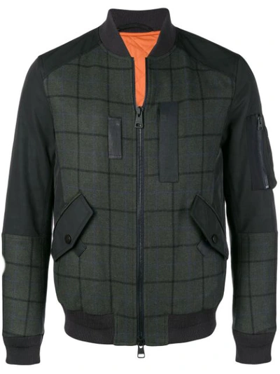 Etro Checked Bomber Jacket In Green