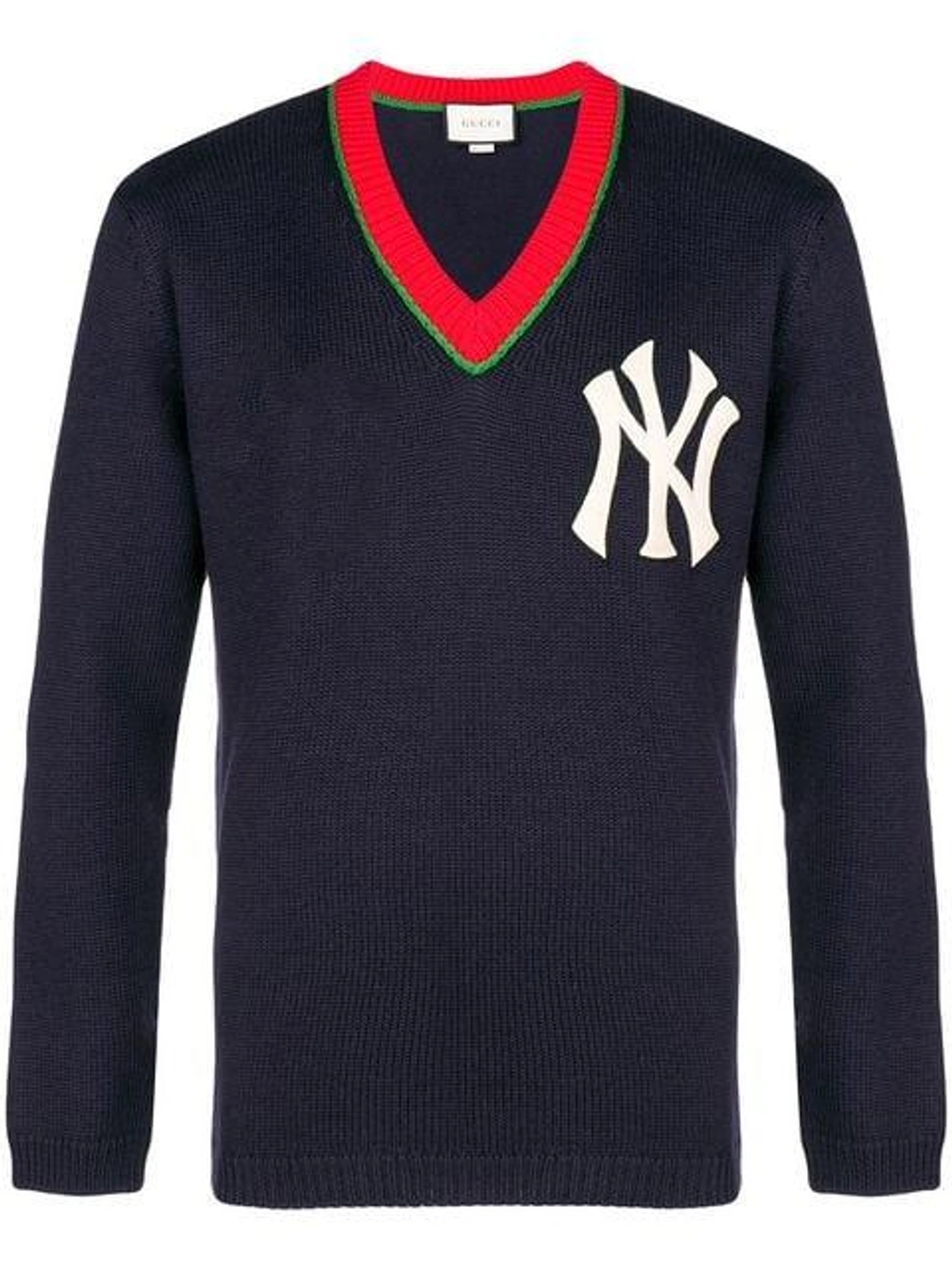 極美品　GUCCI☆18FW NYヤンキースコラボ　ビジューNYパッチ ニット Gucci Men's Sweater With Ny Yankees™ Patch In 4045 Blue | ModeSens