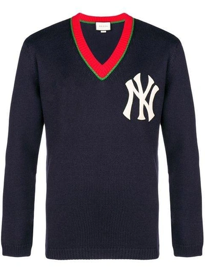 Gucci Men's Jumper With Ny Yankees™ Patch In Red