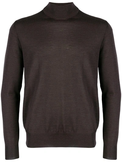 Canali Slim Fit Polo Neck - Brown
