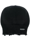 DSQUARED2 DSQUARED2 DISTRESSED KNIT BEANIE - BLACK