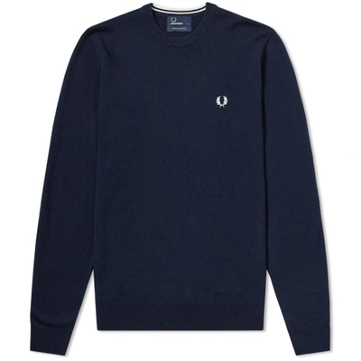 Fred Perry Classic Crew Knit In Blue