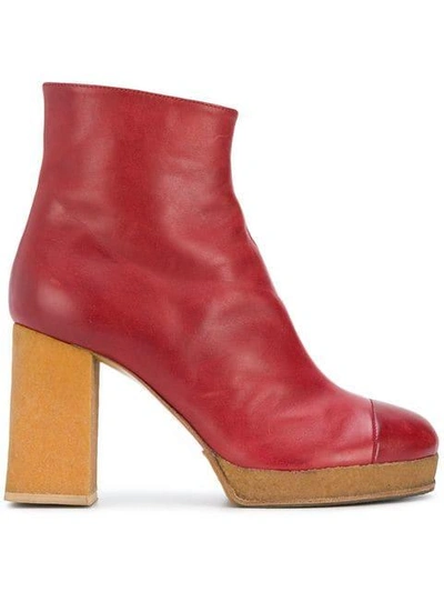 Chalayan Platform 90mm Ankle Boots In Red