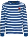 THE UPSIDE THE UPSIDE EMBROIDERED FLOWER STRIPED SWEATER - BLUE