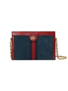 GUCCI RED AND NAVY OPHIDIA SMALL SUEDE AND LEATHER SHOULDER BAG