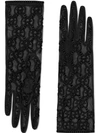 Gucci Gg-embroidered Tulle Gloves In Black