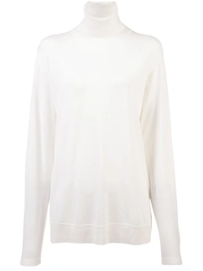 The Row Dronia Fitted Turtleneck Sweater In White